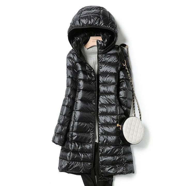 Winterjacke Damen - Gequiltet Warm Kapuzenjacke Mittellang