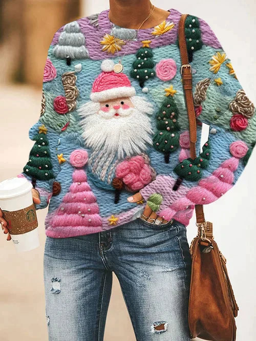 Weihnachtsmann Pullover Rosa Damen Winter