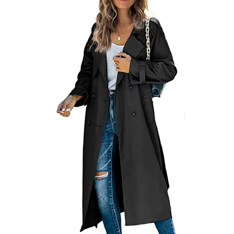 Eleganter Damen Trenchcoat Lang Herbst Stil - IdealeKleiden