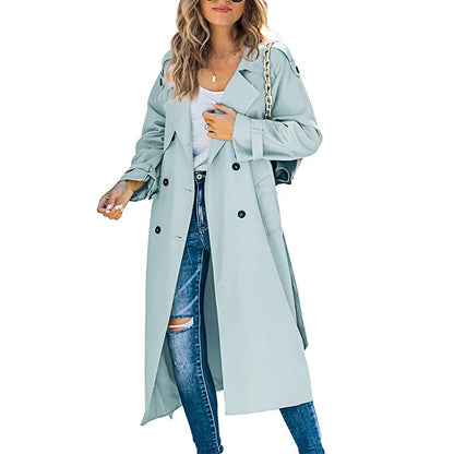 Eleganter Damen Trenchcoat Lang Herbst Stil