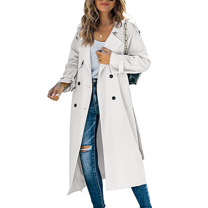 Eleganter Damen Trenchcoat Lang Herbst Stil