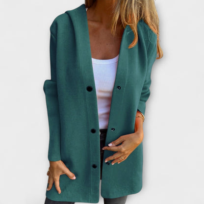 Damen Kapuzenjacke Modern mit Knöpfen