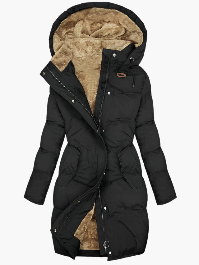 Damen Wintermantel Lang Kapuze Warm