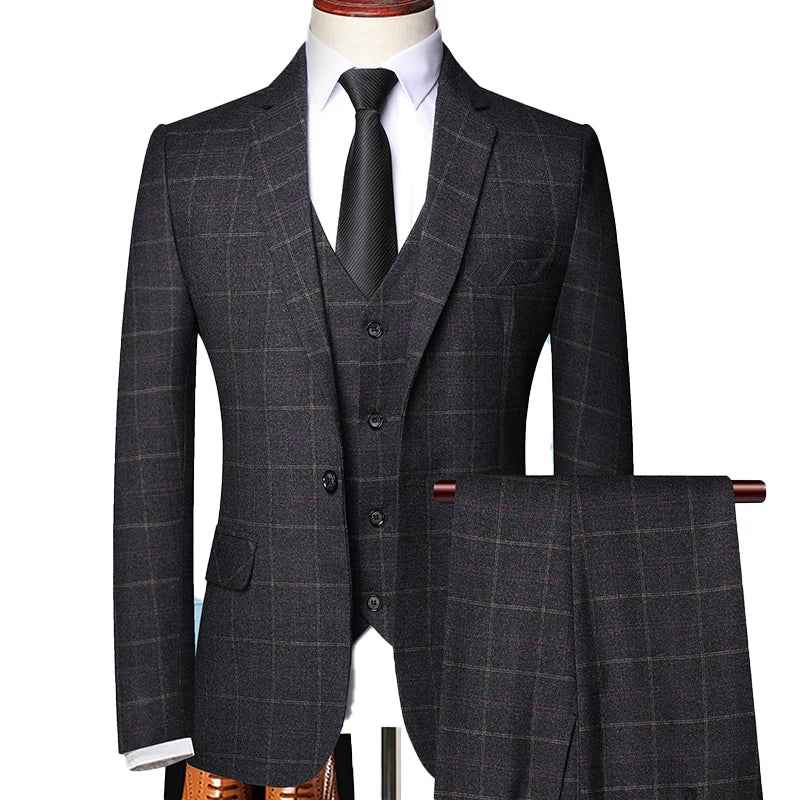 Herren Anzug 3-teilig Elegant Schwarz