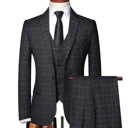 Herren Anzug 3-teilig Elegant Schwarz