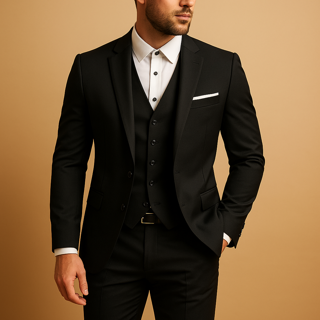 Herren Anzug Set 3-teilig Modern Schnitt