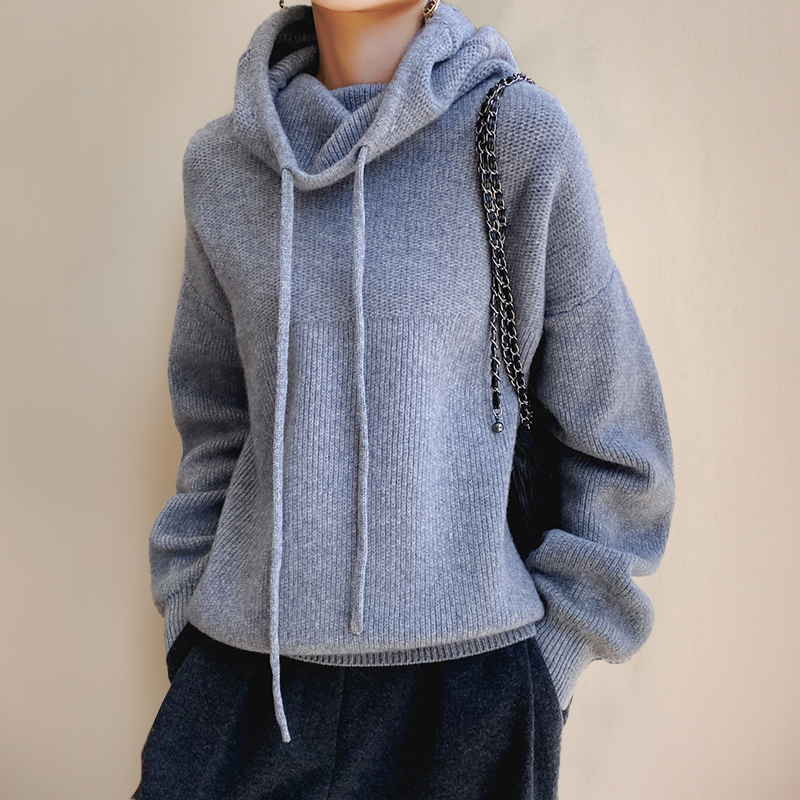 Gemütlicher Strickpullover Frauen Kapuze