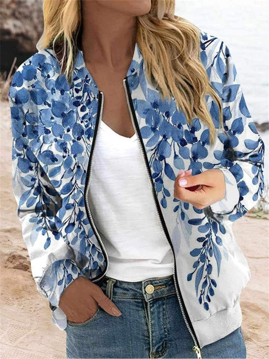 Damen Blumen Bomberjacke Sommer - IdealeKleiden