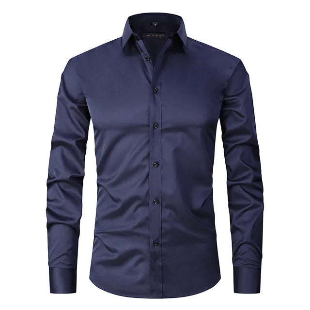 Herren Slim Fit Hemd Stretch Bügelfrei Modern