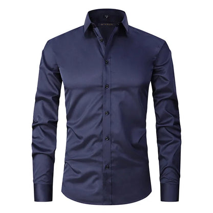 Herren Slim Fit Hemd Stretch Bügelfrei Modern