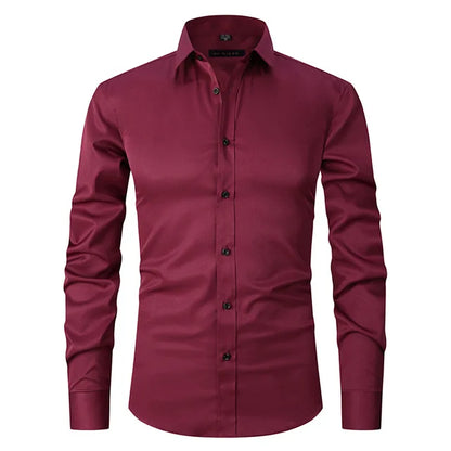 Herren Slim Fit Hemd Stretch Bügelfrei Modern