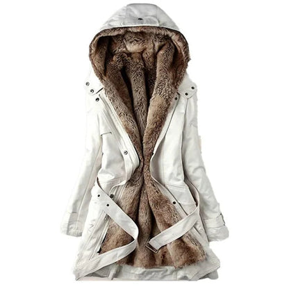 Luxus Wintermantel Damen Pelzverbrämung