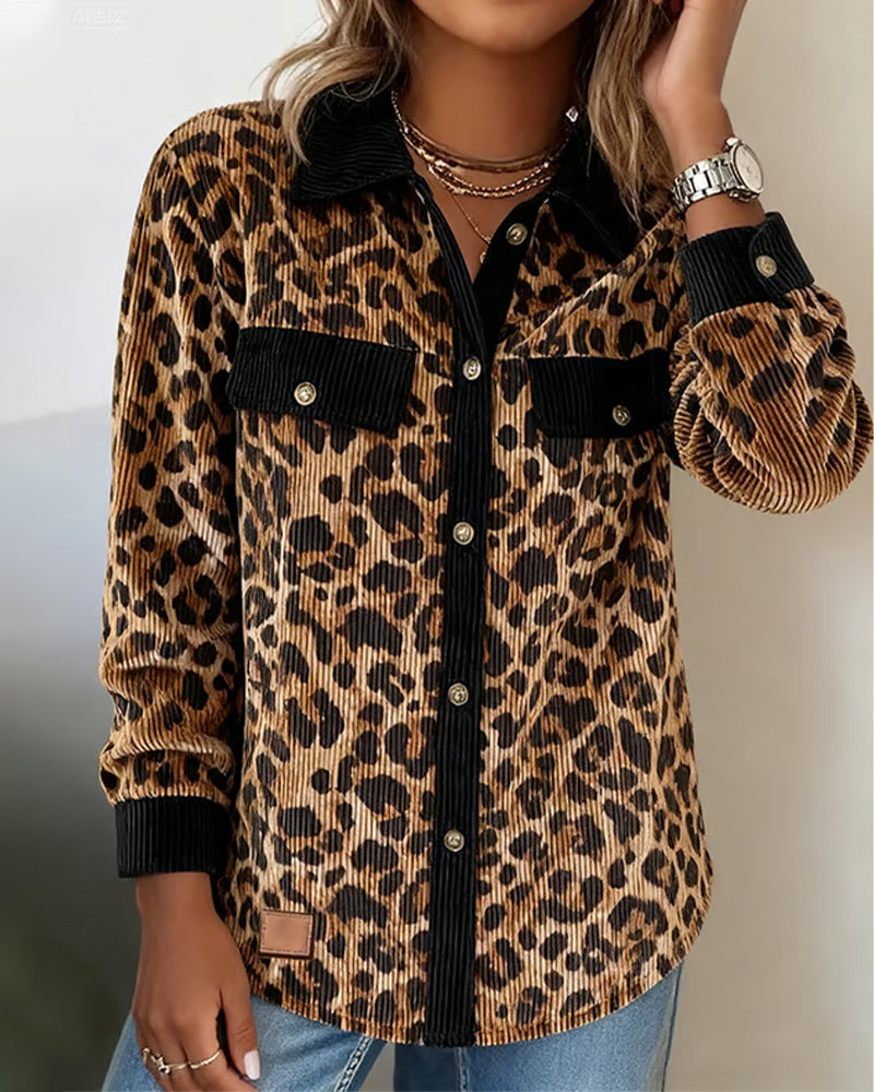 Leopard Muster Damenkleid Elegant