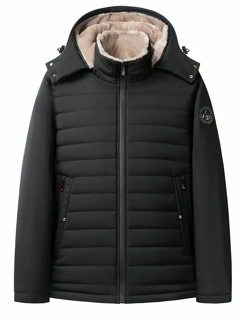 Herren Winterjacke Warm Wattierte Fleecejacke Kapuze