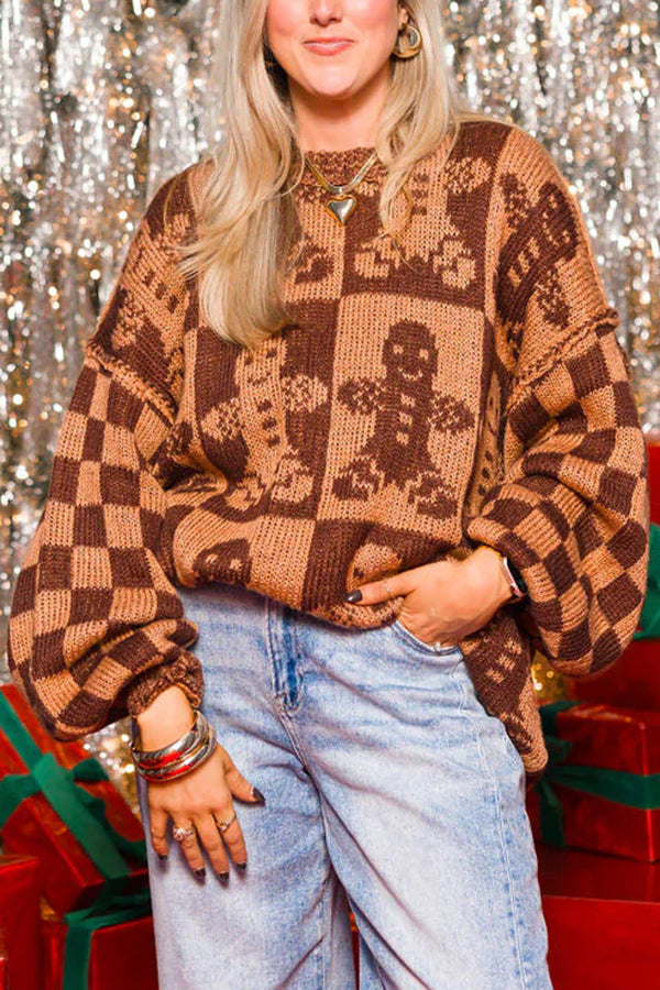Weihnachtsmann Pullover Lockere Strickware Rundhals Langarm