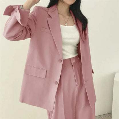 Damen Business Set - Einfarbig Blazer & Gerade Hosen