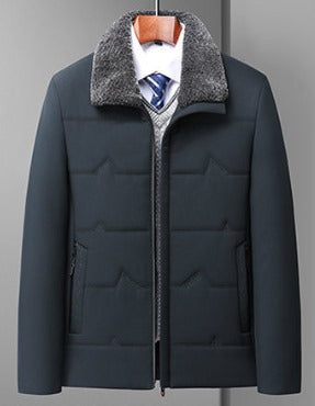 Elijah - Schwarzer Winterparka Dickes Futter