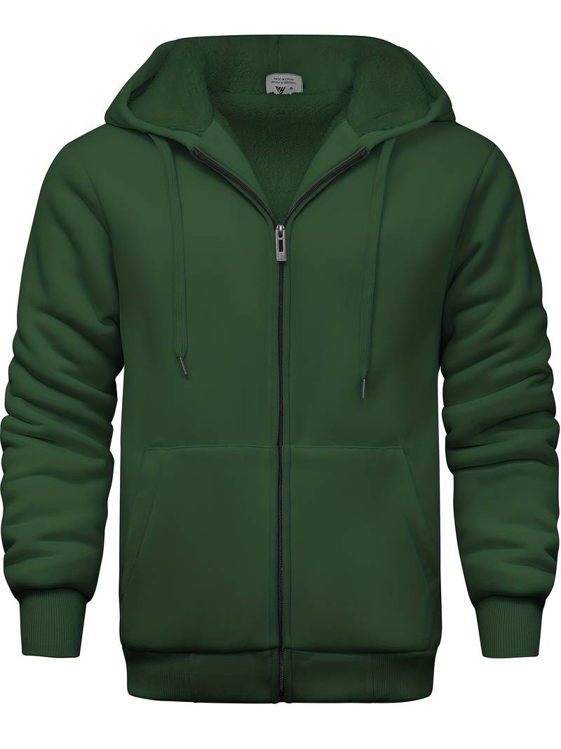 Einfarbig Kapuzenpullover modern Reißverschluss - IdealeKleiden