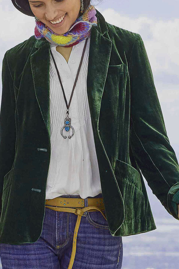 Elegante Damenjacke Samt Einfarbig Modern