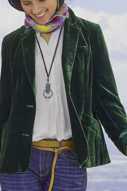 Elegante Damenjacke Samt Einfarbig Modern