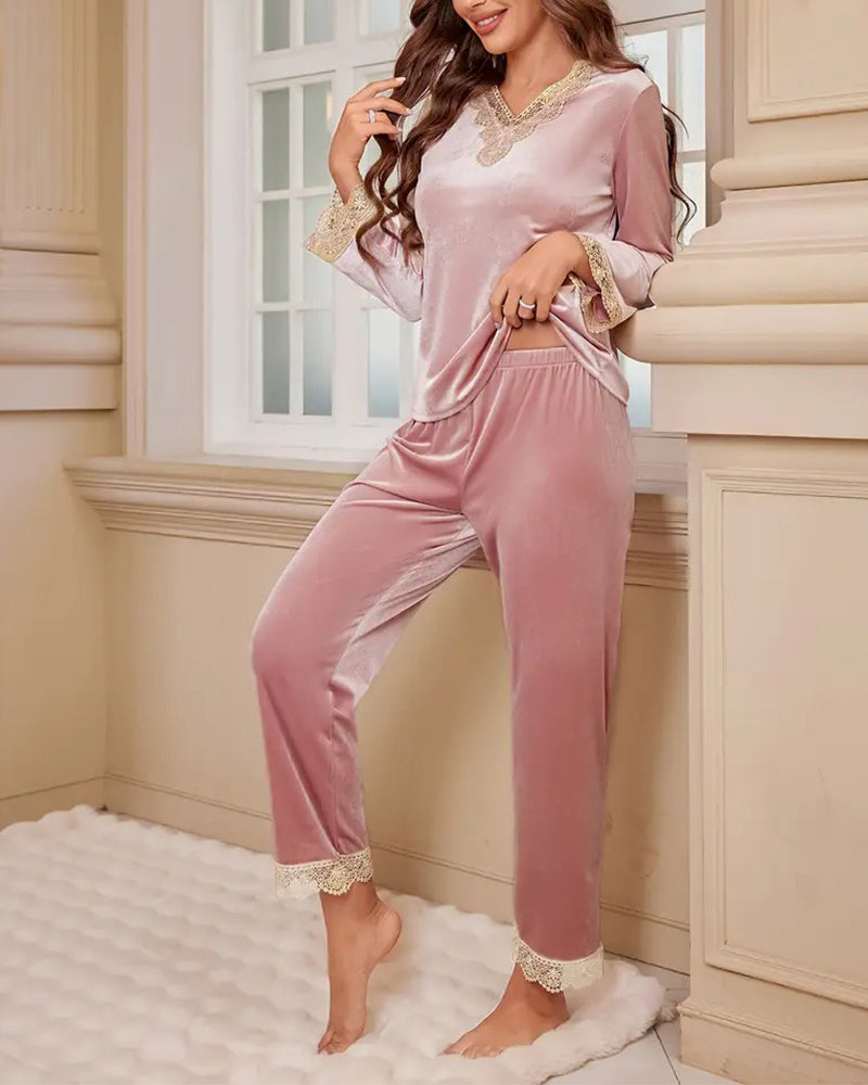 Herbst Winter Kleid Lose Spitze Hauskleid - IdealeKleiden