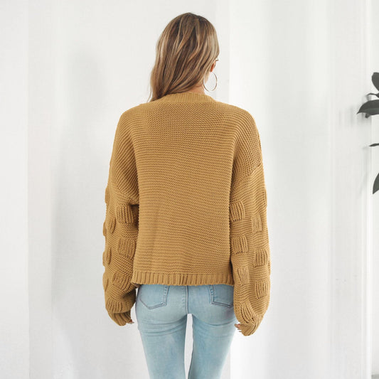Weiche Strickjacke Puffärmel Damen - IdealeKleiden