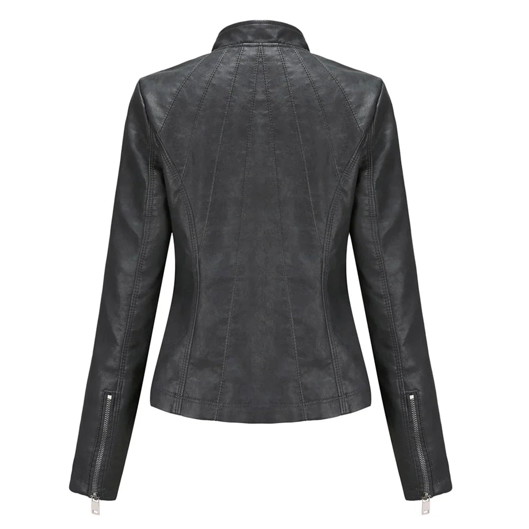 Elegante Lederjacke Damen Stylish - IdealeKleiden