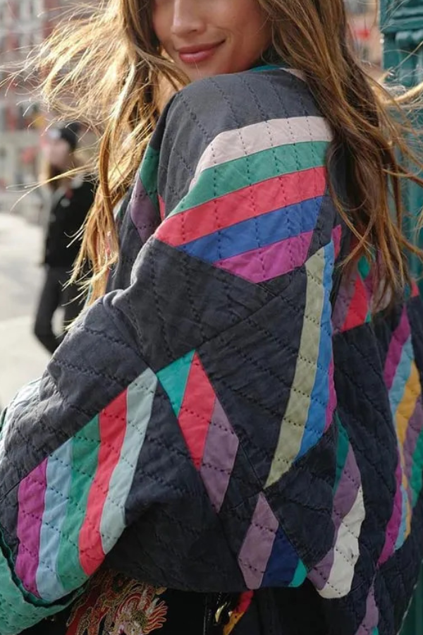 Bunte Patchwork Jacke Baumwolle Trendy