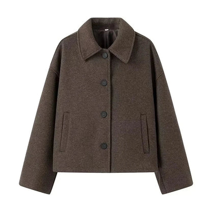 Übergroße Herrenjacke Braun Reverskragen Elegant