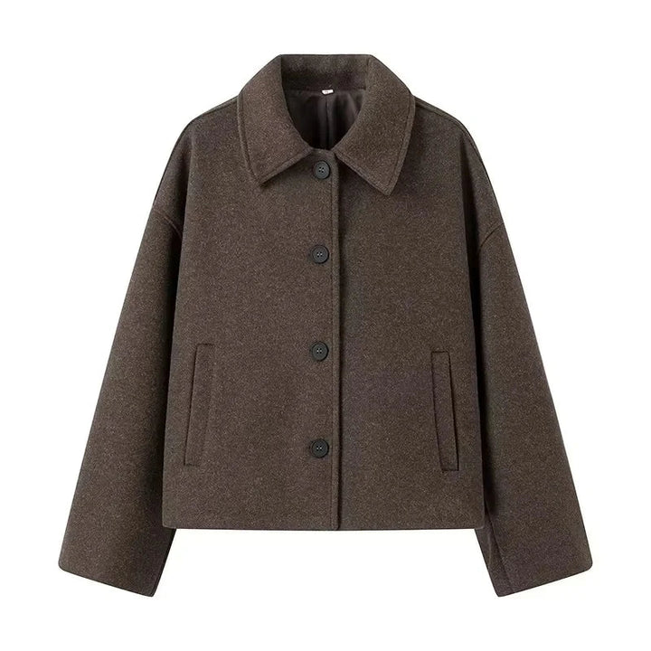 Übergroße Herrenjacke Braun Reverskragen Elegant