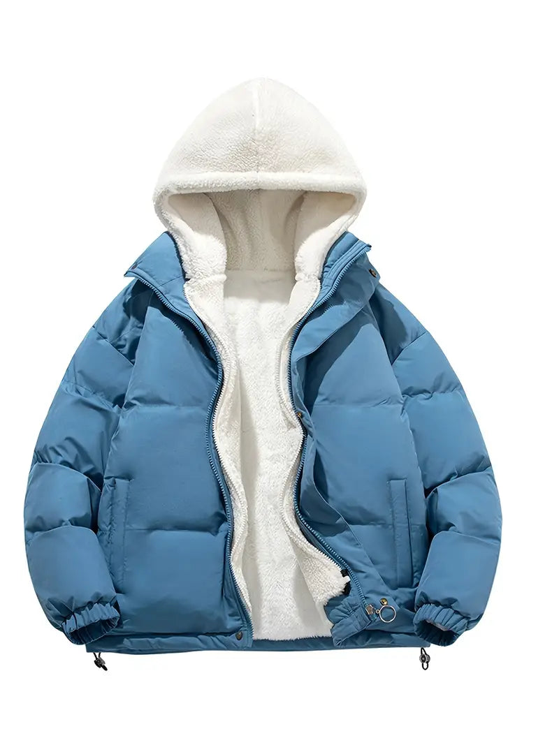 Stylische Winterjacke Fleece Kapuze Warm - IdealeKleiden