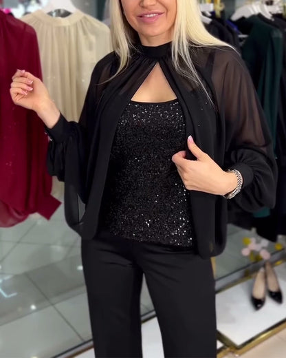 Abendkleid Fledermaus Ärmel Glitzer
