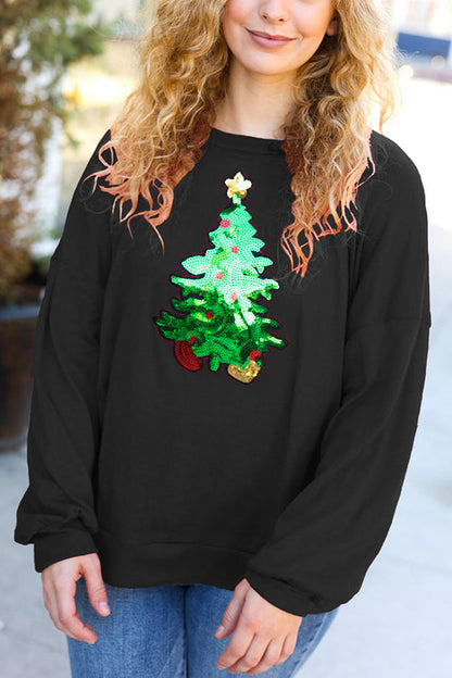 Weihnachtssweatshirt Feiertag Pailletten Relaxed