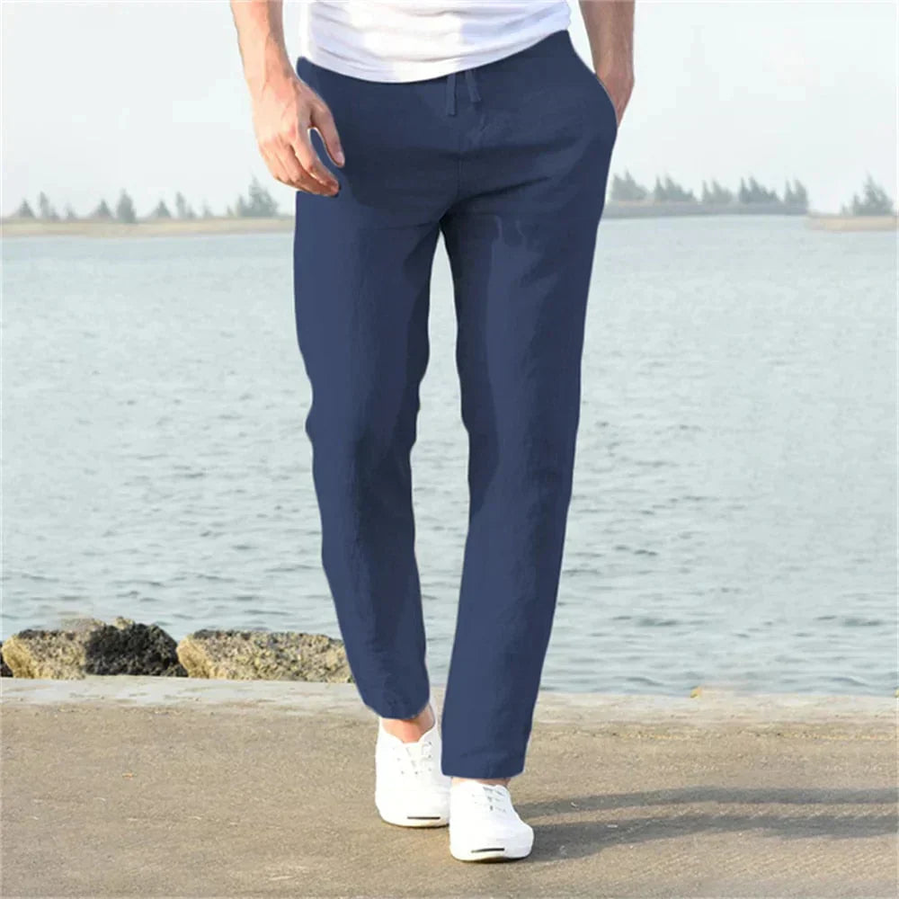 Herren Leinenhose Leicht Bequem Sommer