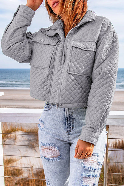 Praktische Steppjacke Damen Mit Taschen Reißverschluss