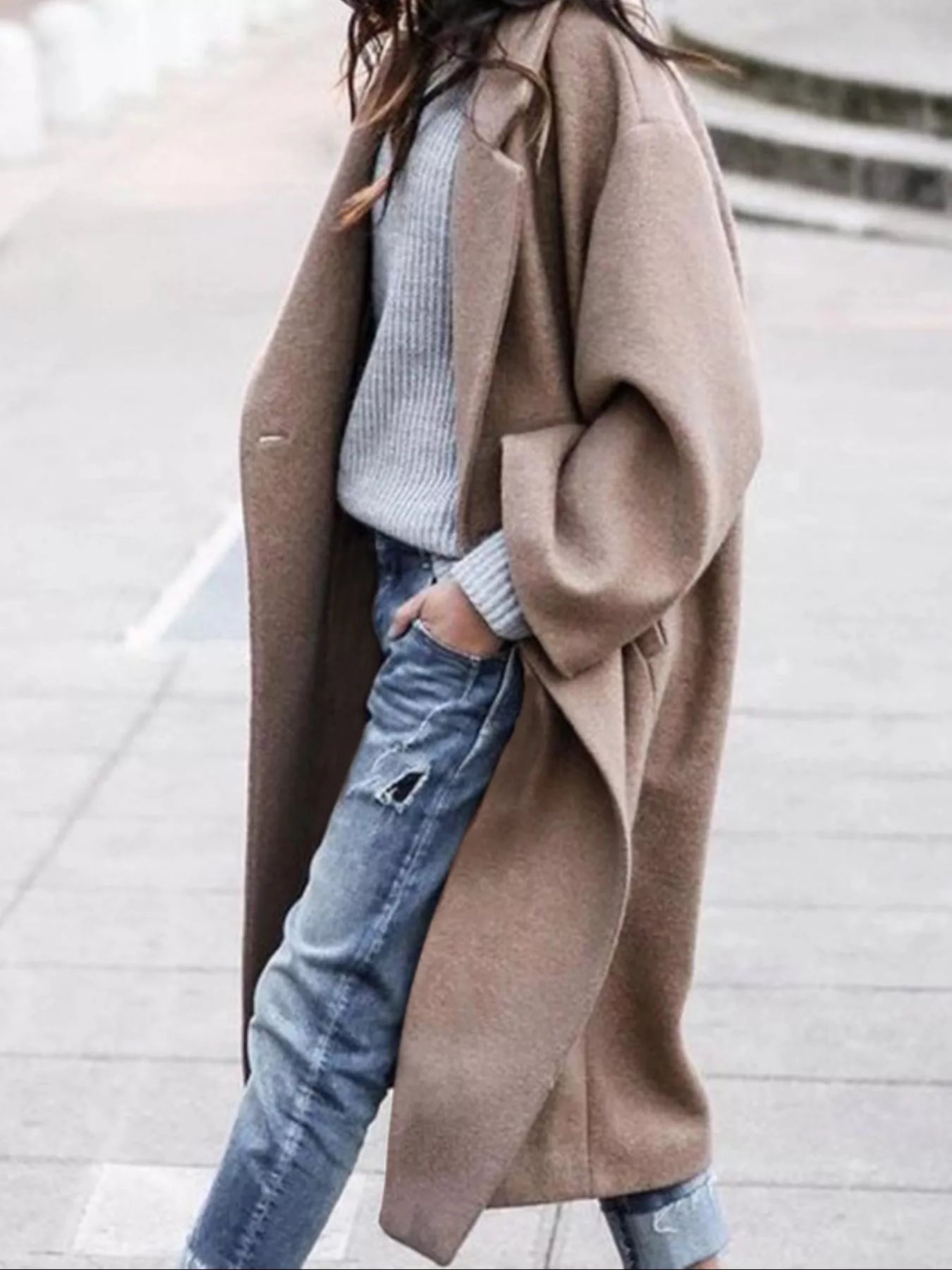 Damen Wintermantel Oversized Lang