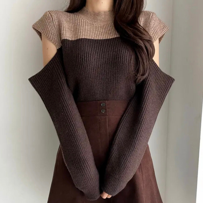 Stylische Strickpullover Damen Mode Ausschnitt Ärmel
