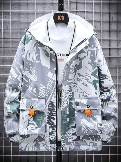 Stilvolle Graffiti-Windjacke Herren Trend