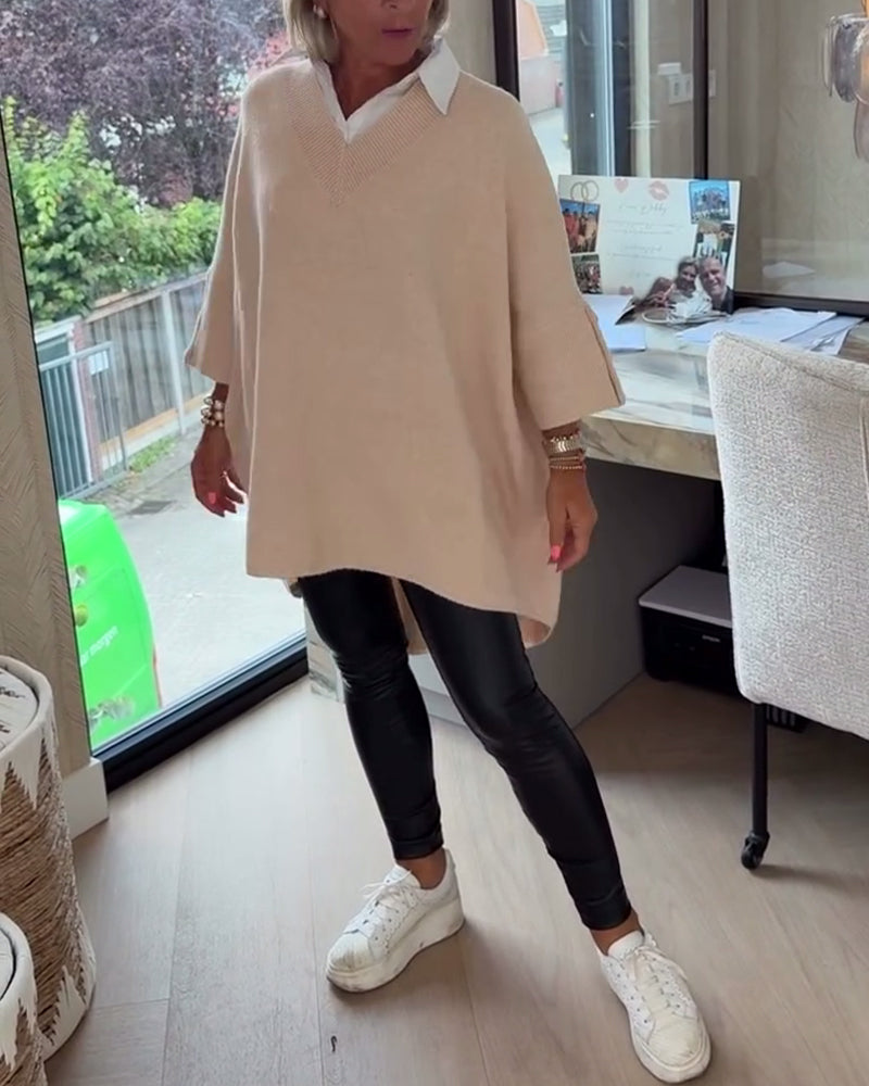 Frauenkleid V-Ausschnitt Asymmetrisch Chic