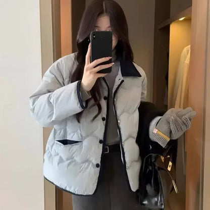 Stylische Steppjacke Kragen Knöpfe Damen