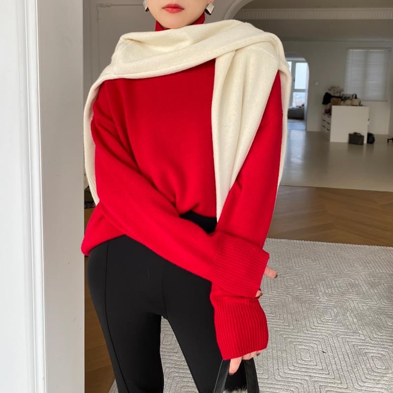 Weicher Rollkragenpullover Lockere Fit Lange Ärmel
