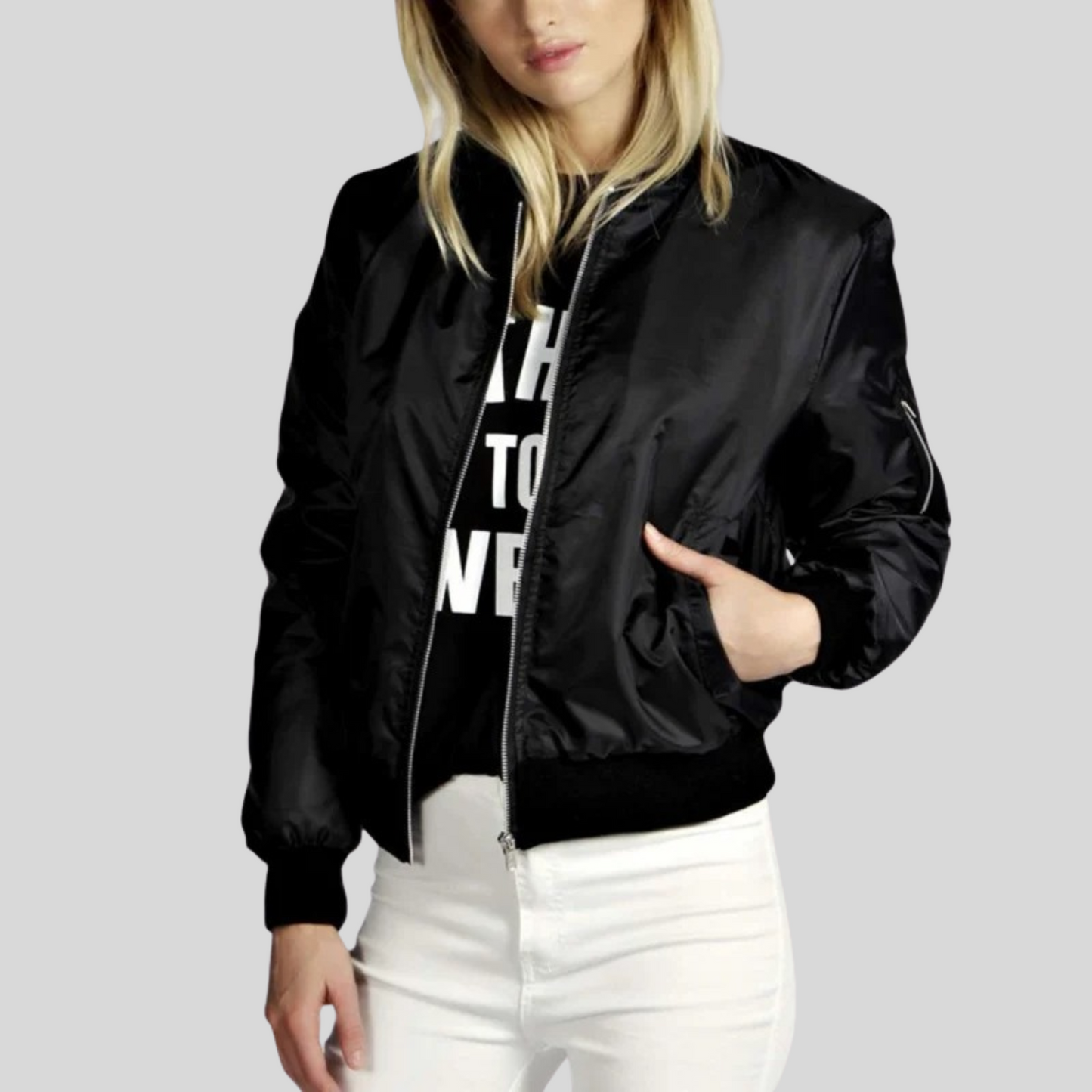 Modische Damen Bomberjacke Rundhals Style