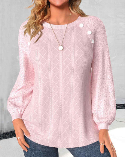 Stylisches Sweatshirt Einfarbig Mit Knöpfen