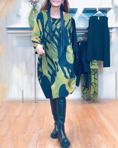 Frauenkleid Rundhals mit Aufdruck