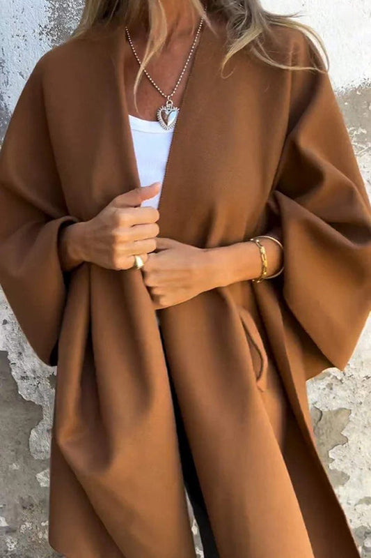 Stylische Damenjacke V-Ausschnitt Cape Design - IdealeKleiden