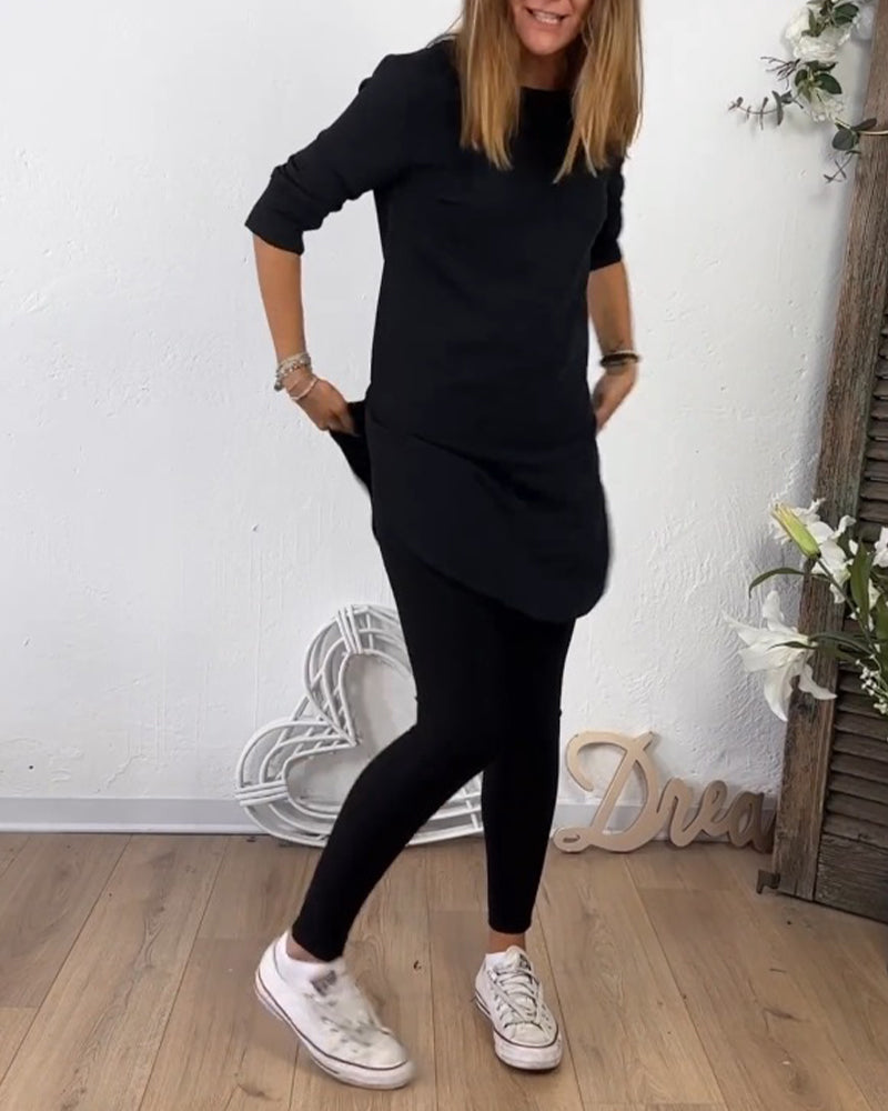 Damenkleid Rundhals Ausschnitt Eleganz - IdealeKleiden