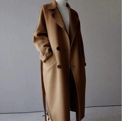 Langer Damen-Wollmantel Elegantes Design