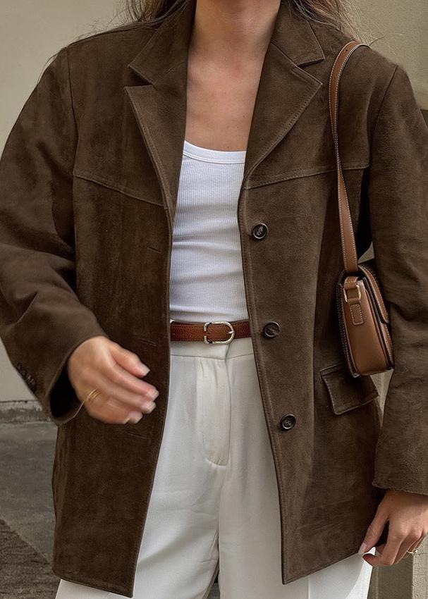 Elegante Samtjacke Wildleder Optik Vintage Style - IdealeKleiden