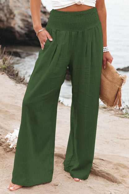 Damen Hose High-Waist Weite Bein Elegant