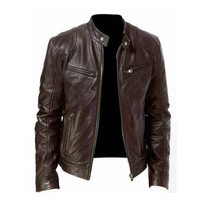 Herren Lederjacke Herbst Warm Winddicht